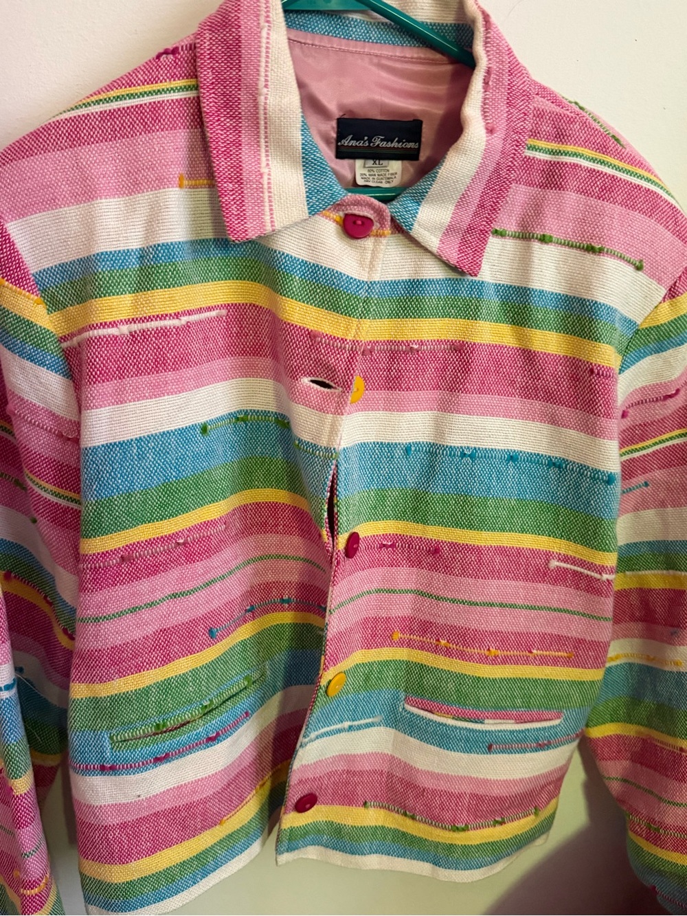 Pink Multicolor Striped Men’s Shirt Jacket
